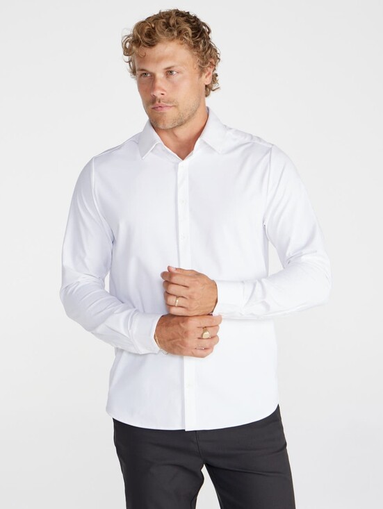 BYLT Basics Other - BYLT Men's White Long-Sleeve Button-Down Shirt